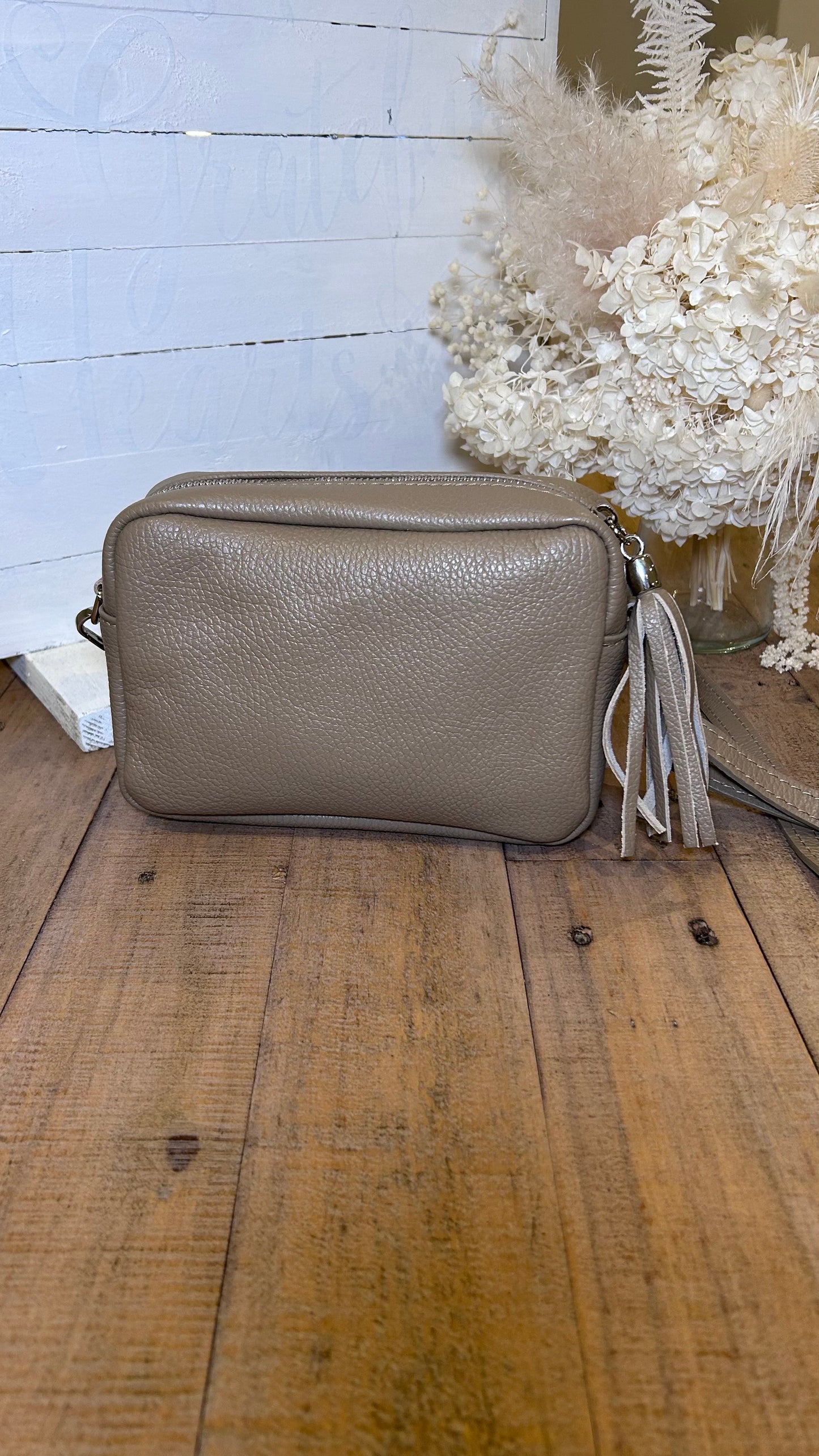 Real Leather Camera Bag- Taupe