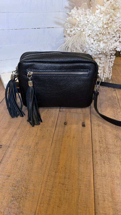 Real Leather Camera Bag- Black