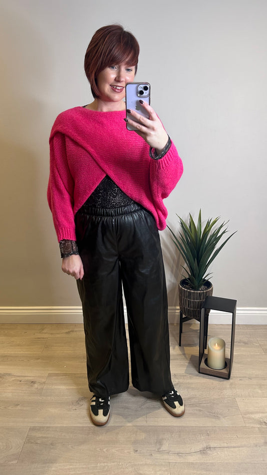 Crossover Knit- Hot Pink