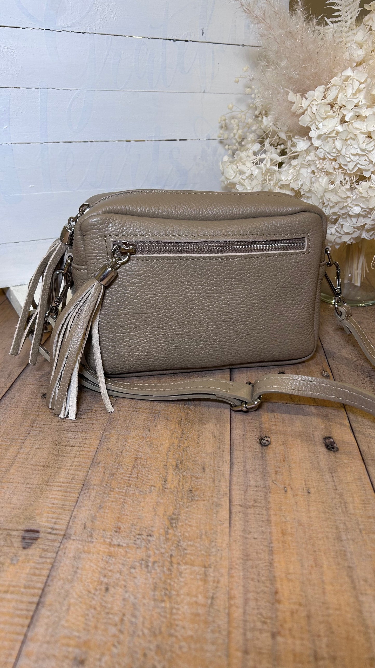 Real Leather Camera Bag- Taupe