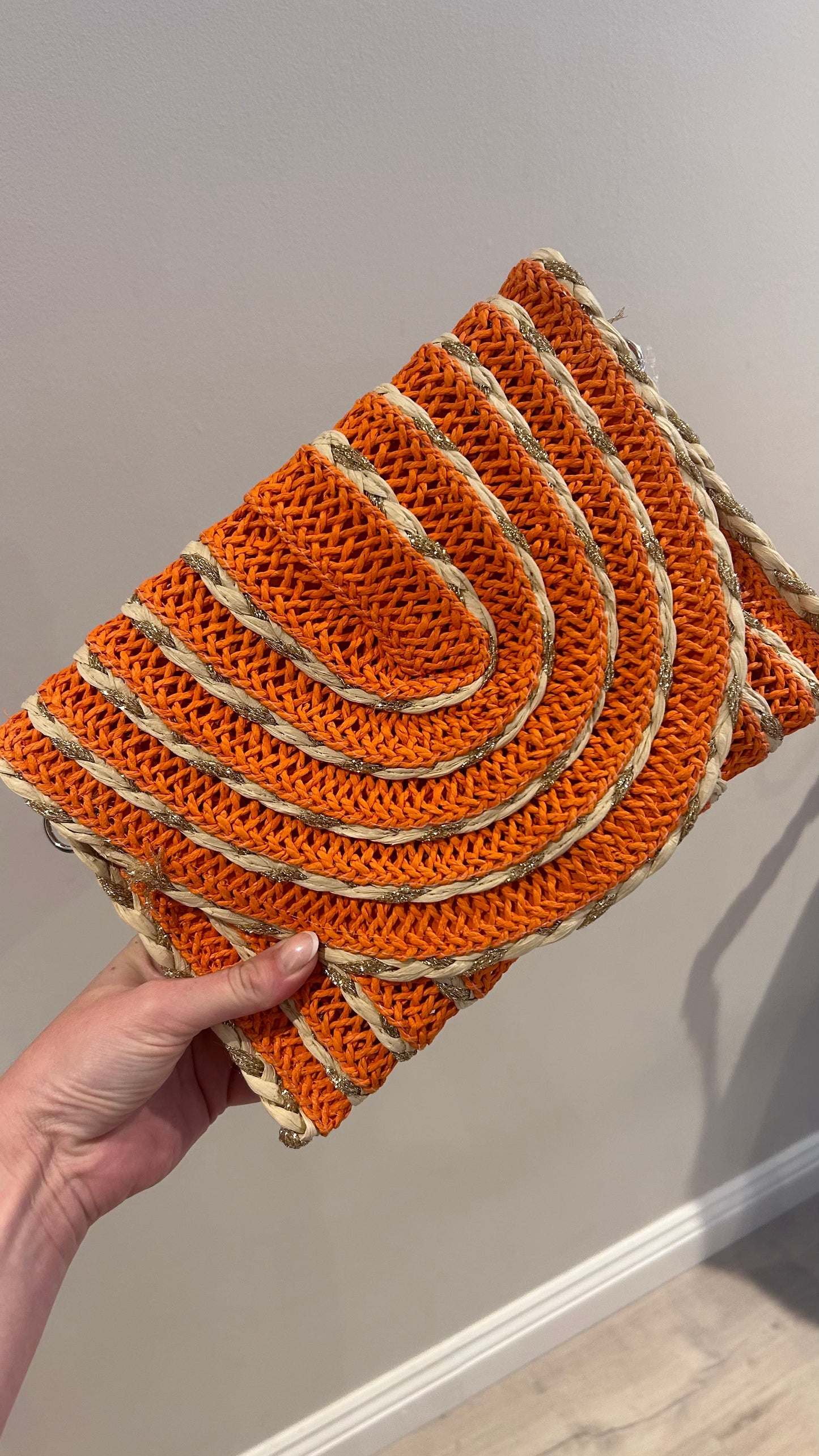 Straw Clutch Bag- Orange