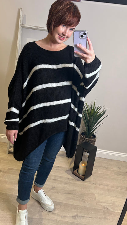 Relaxed Stripe Knit- Black