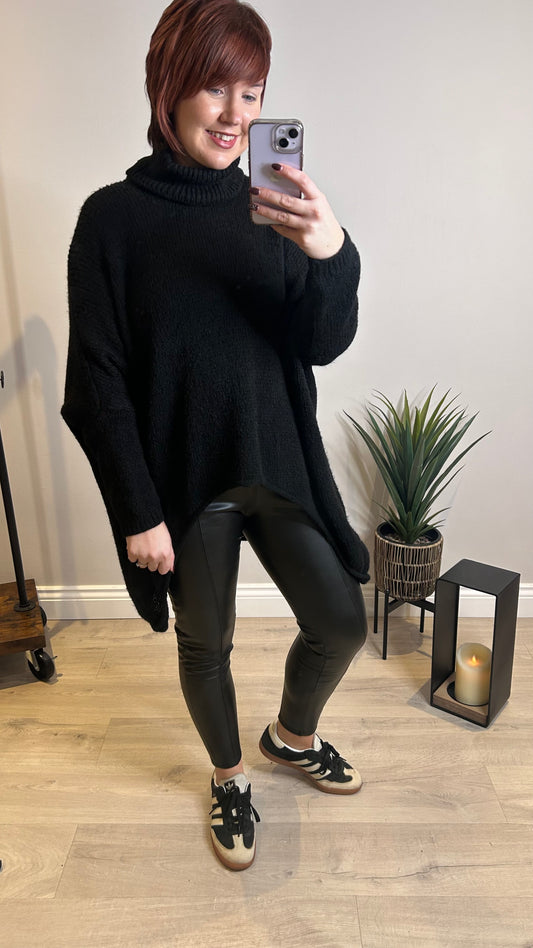 Black Polo Neck Soft Knit