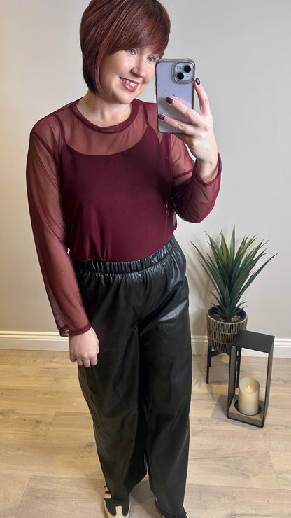 Mesh Top- Wine