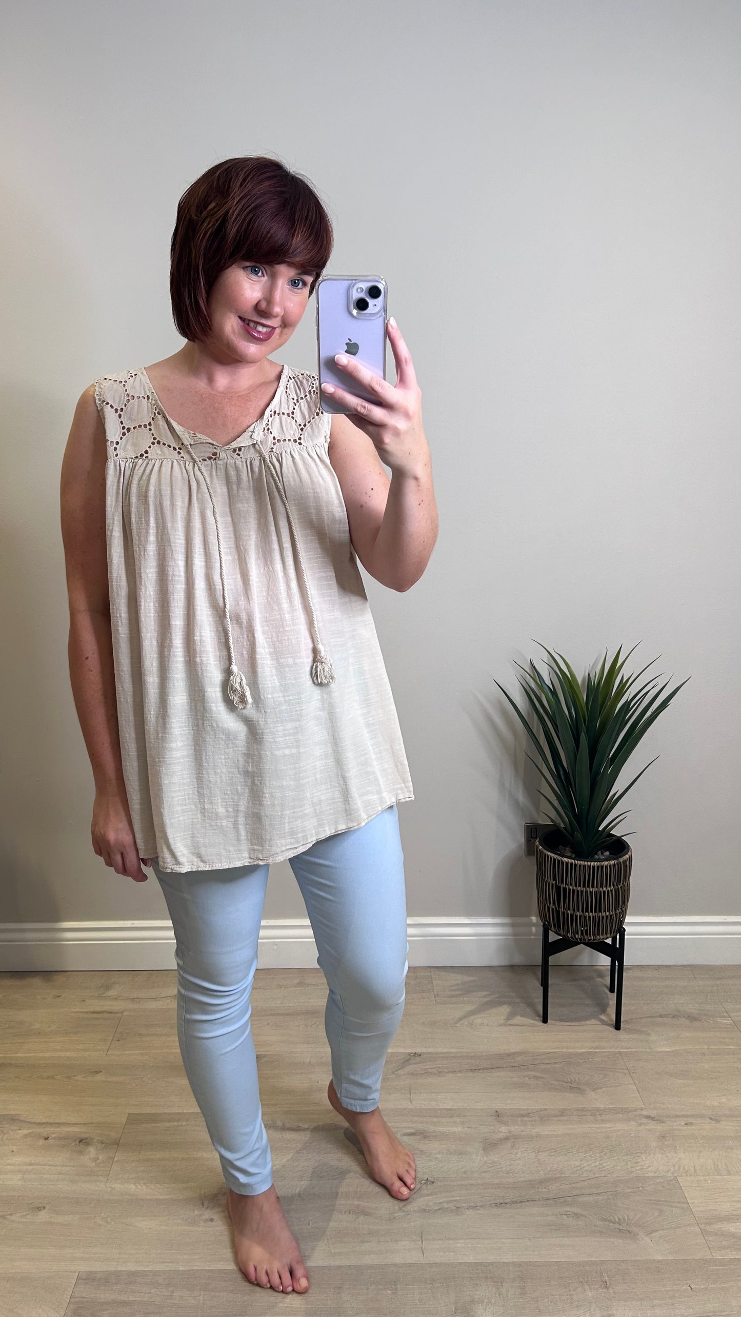 Cotton Tassel Top- Cream