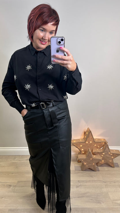 Embellished Black Shirt