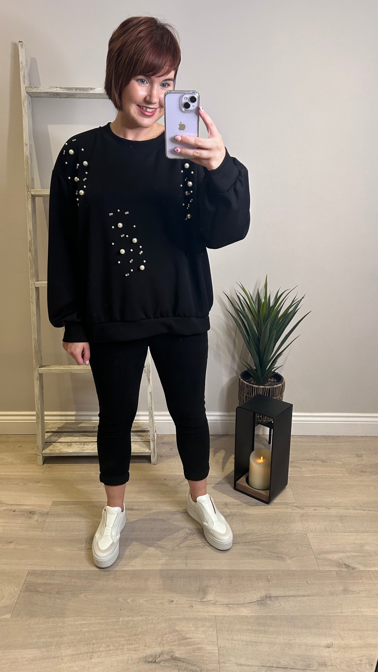 Pearl Embellished Sweatshirt