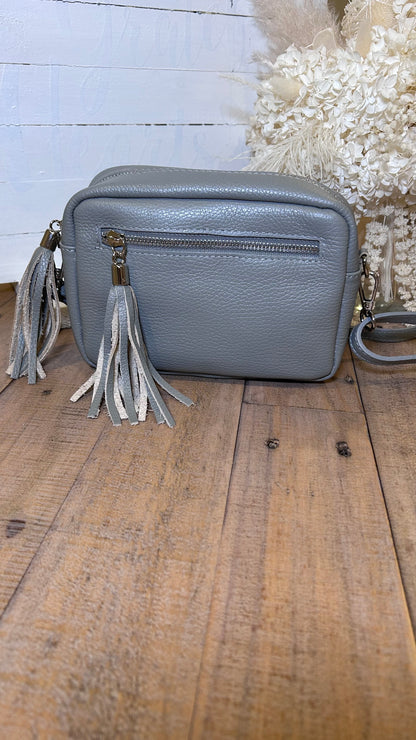 Real Leather Camera Bag- Grey