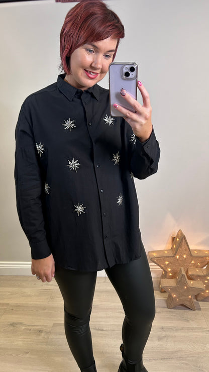 Embellished Black Shirt