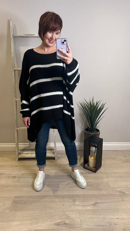 Relaxed Stripe Knit- Black