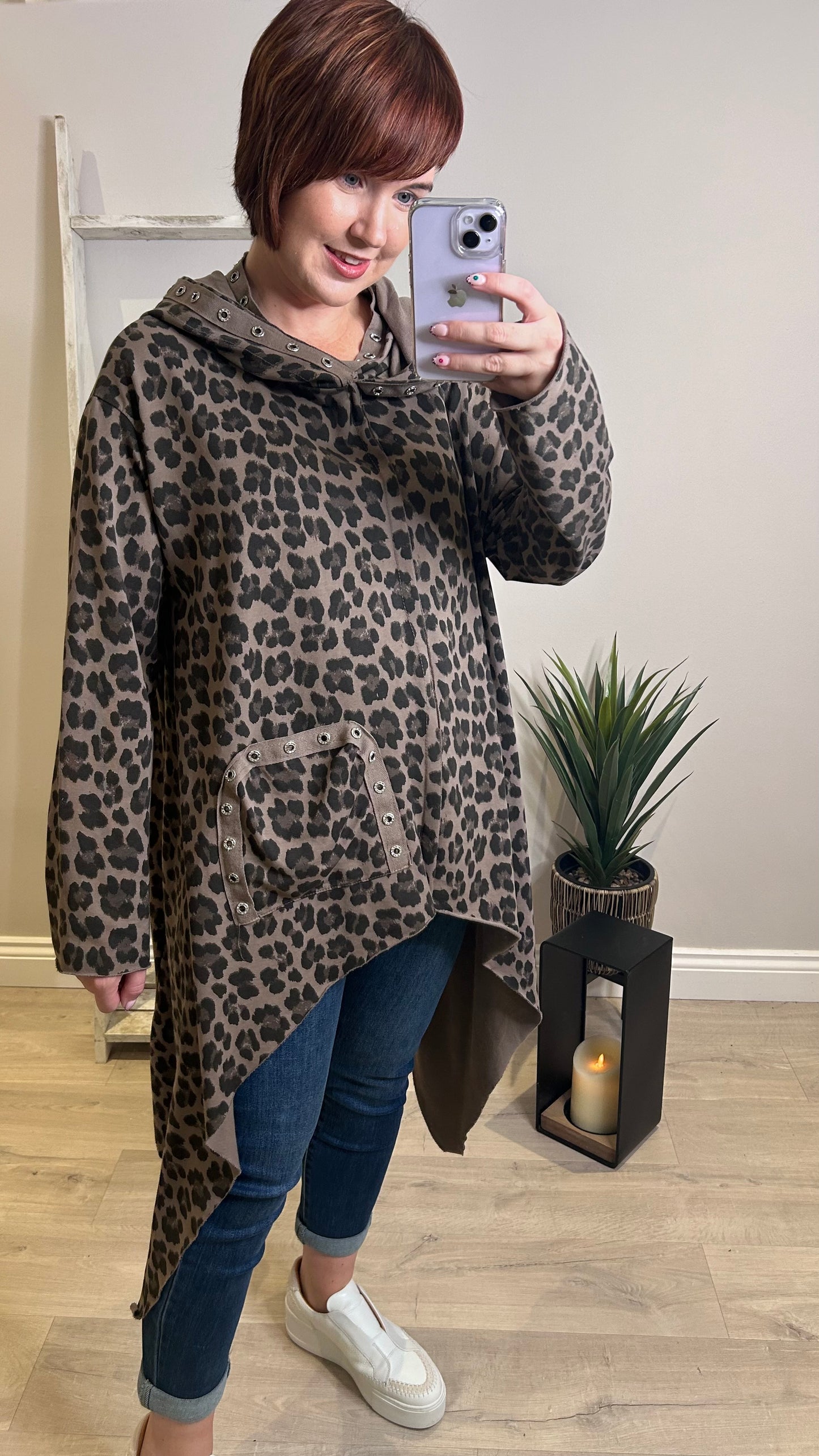 Leopard Print Oversized Hoody/Dress