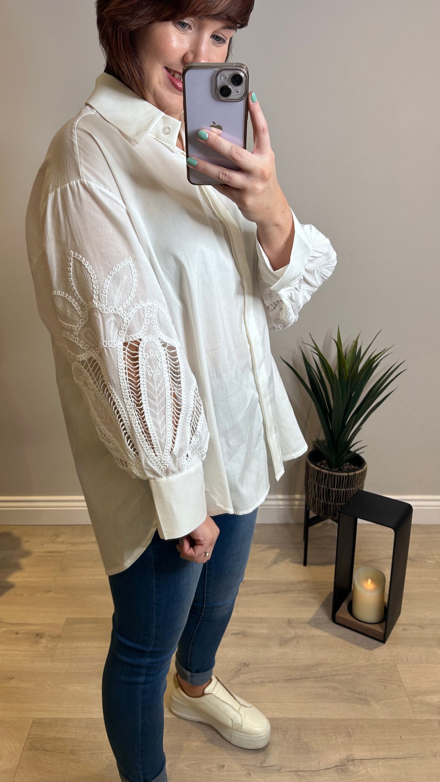 Crochet Lace Sleeve Shirt