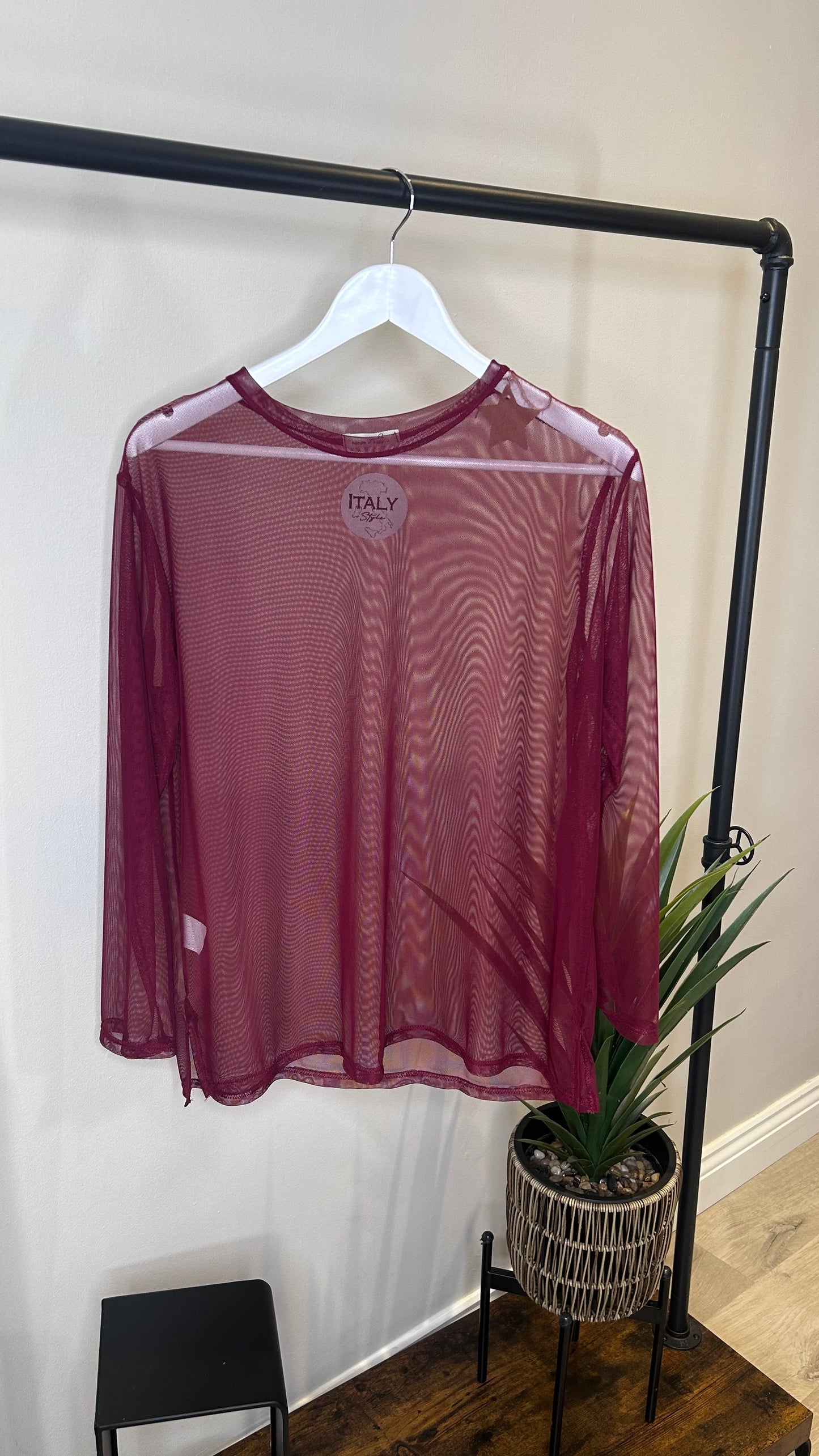 Mesh Top- Wine