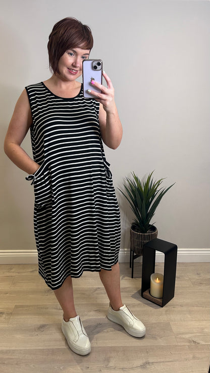 Stripe Tunic Dress- Black/white