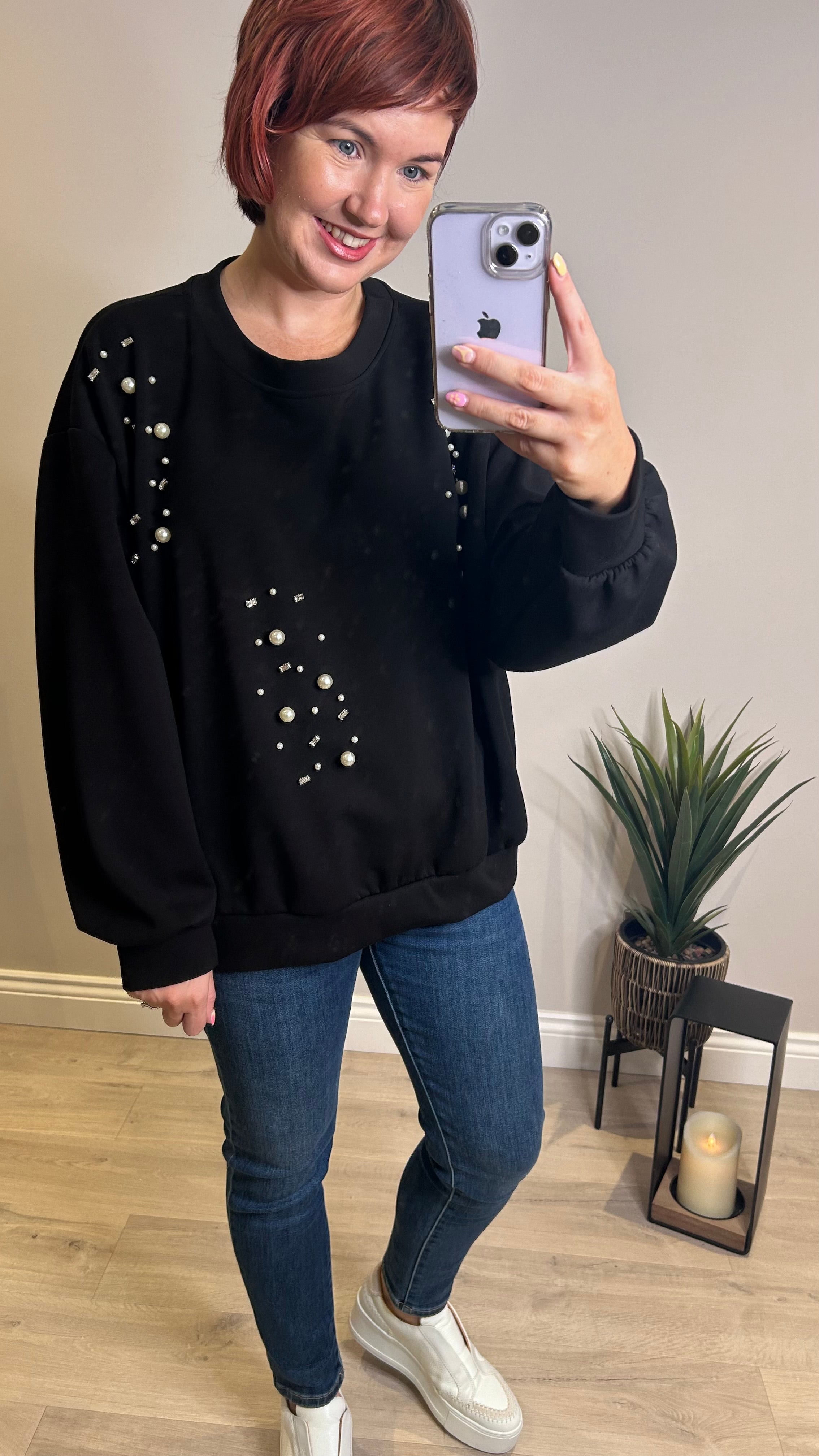 Pearl embellished sweatshirt online