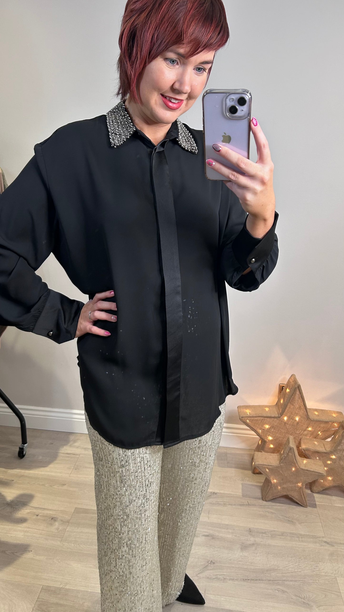 Embellished Collar Chiffon Shirt