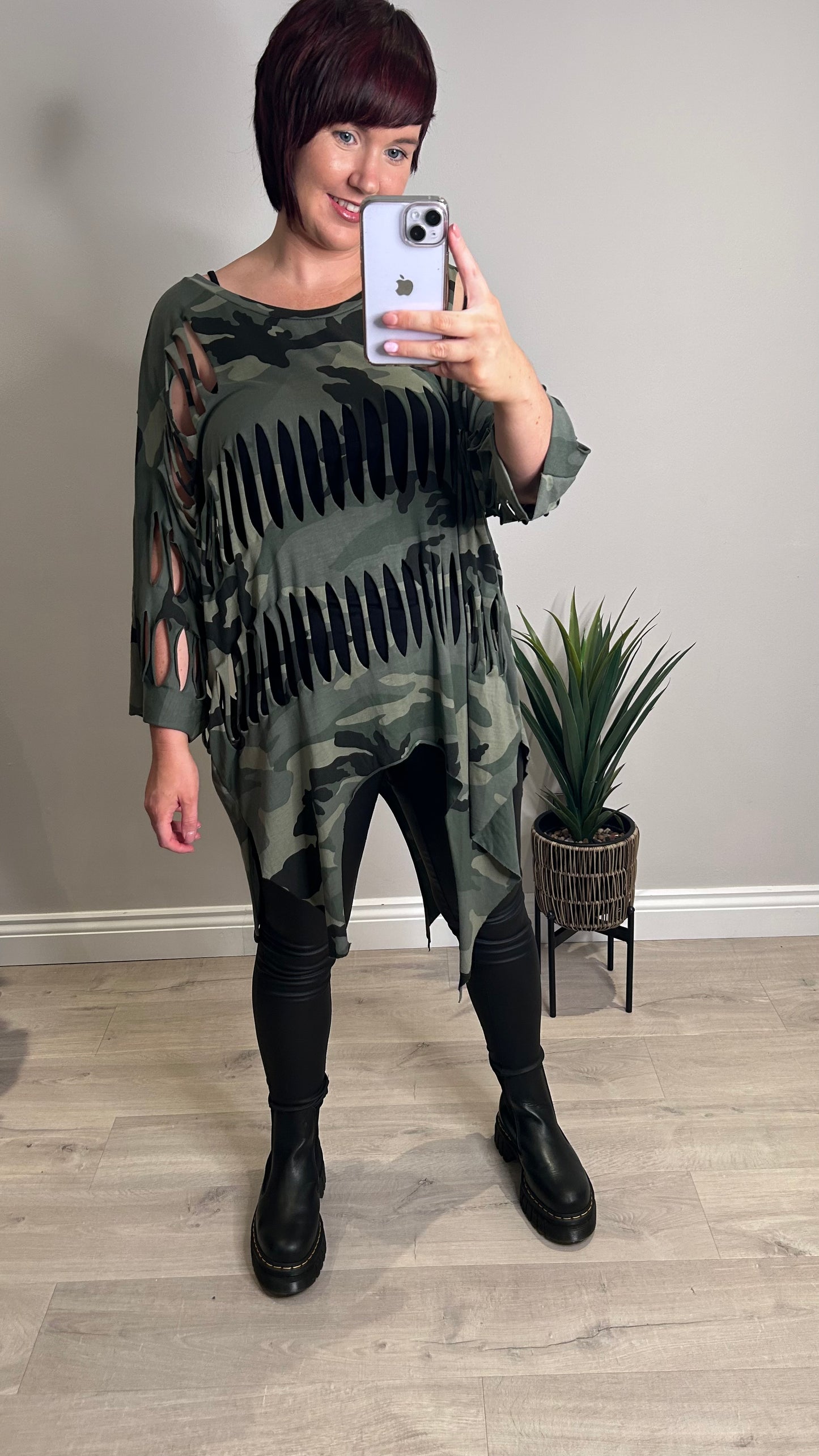 Camo Cut Top