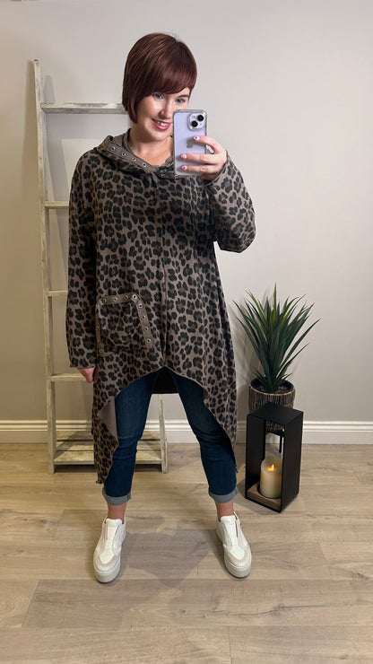 Leopard Print Oversized Hoody/Dress