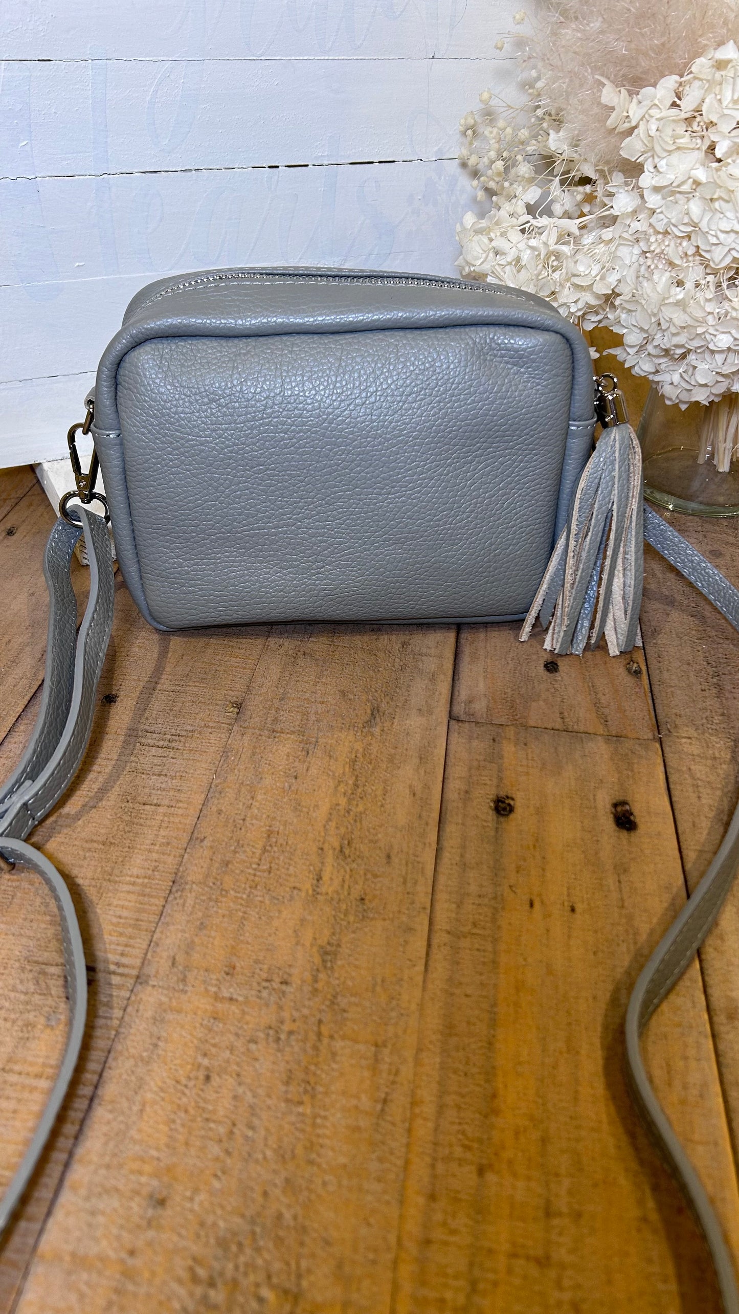 Real Leather Camera Bag- Grey