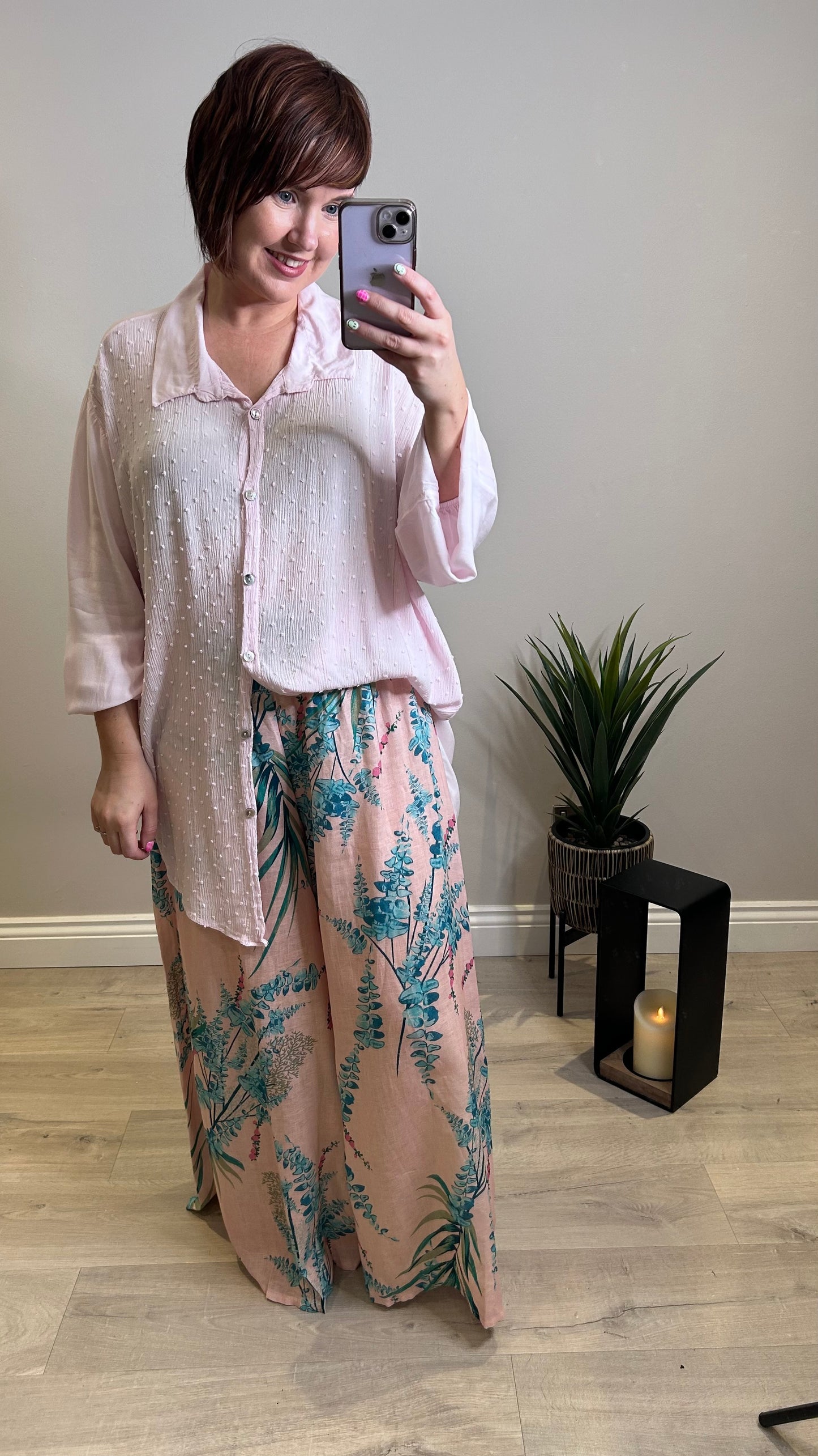 Linen palazzo Pants- Pink