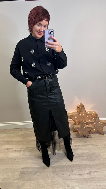 Embellished Black Shirt