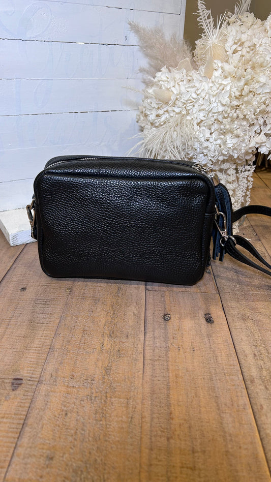 Real Leather Camera Bag- Black