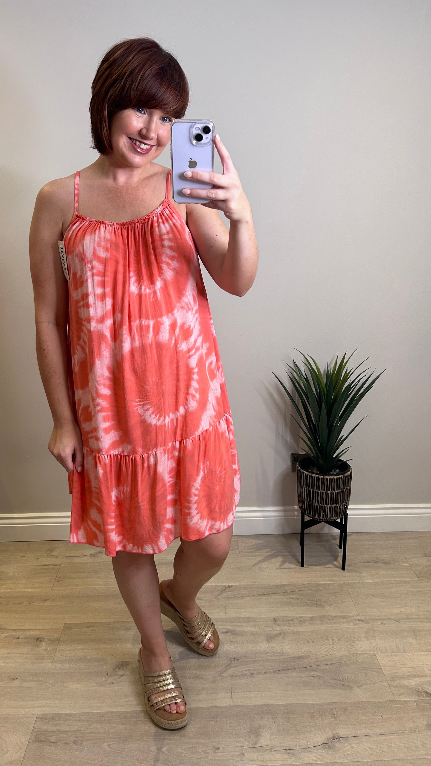 Tie Dye Dress- Coral