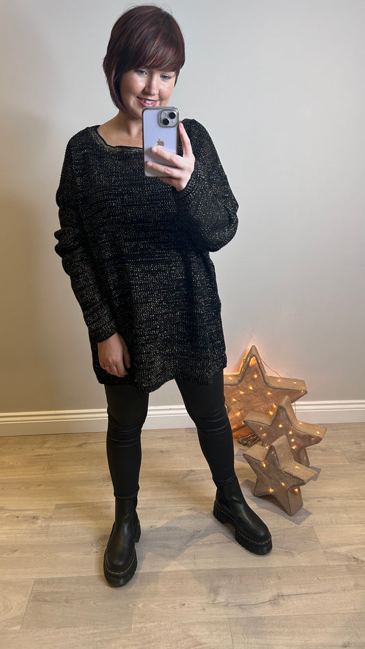 Shimmer Mesh Jumper- Black