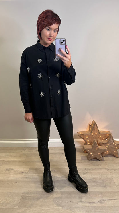 Embellished Black Shirt