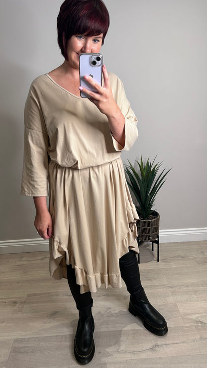 Basic Long Frill Hem Dress