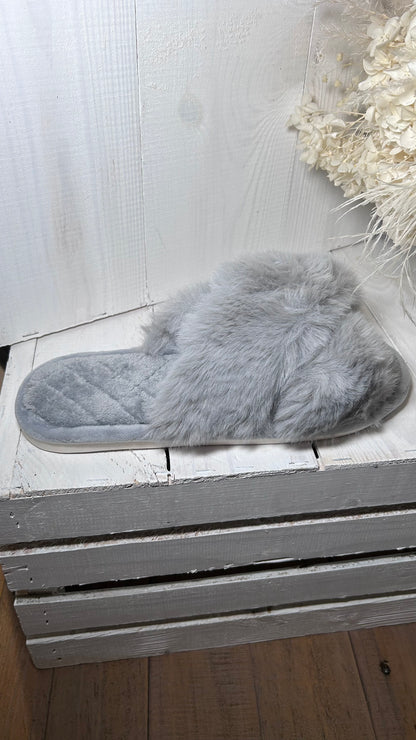 Fluffy slippers- grey