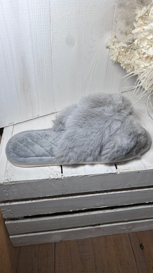 Fluffy slippers- grey