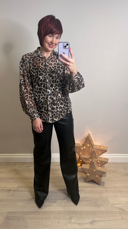 Sheer Leopard Print Blouse