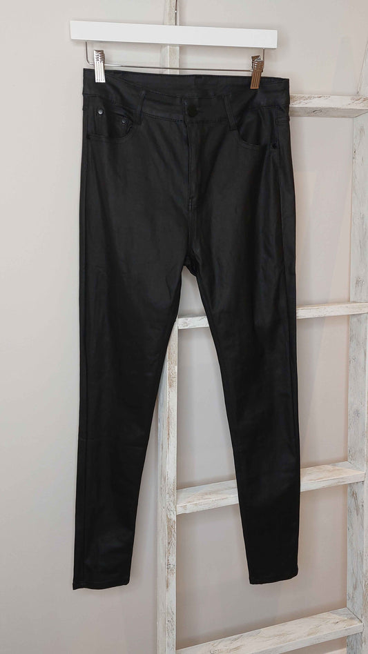 G-Smack black leather look jeans