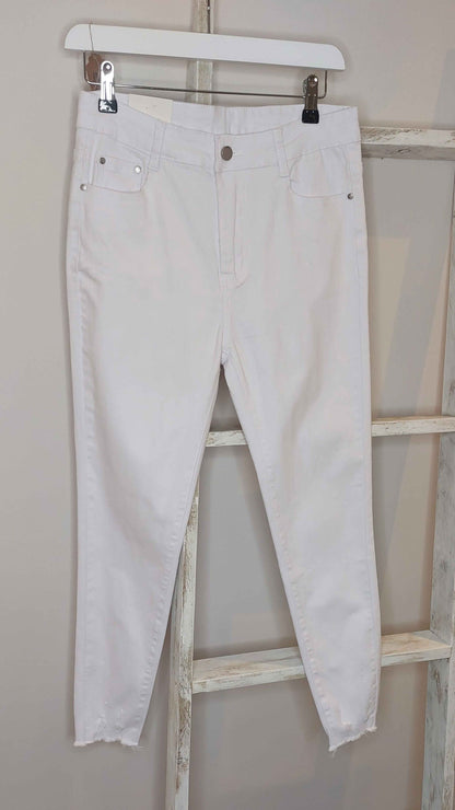 G-smack White Ankle Distressed Jeans